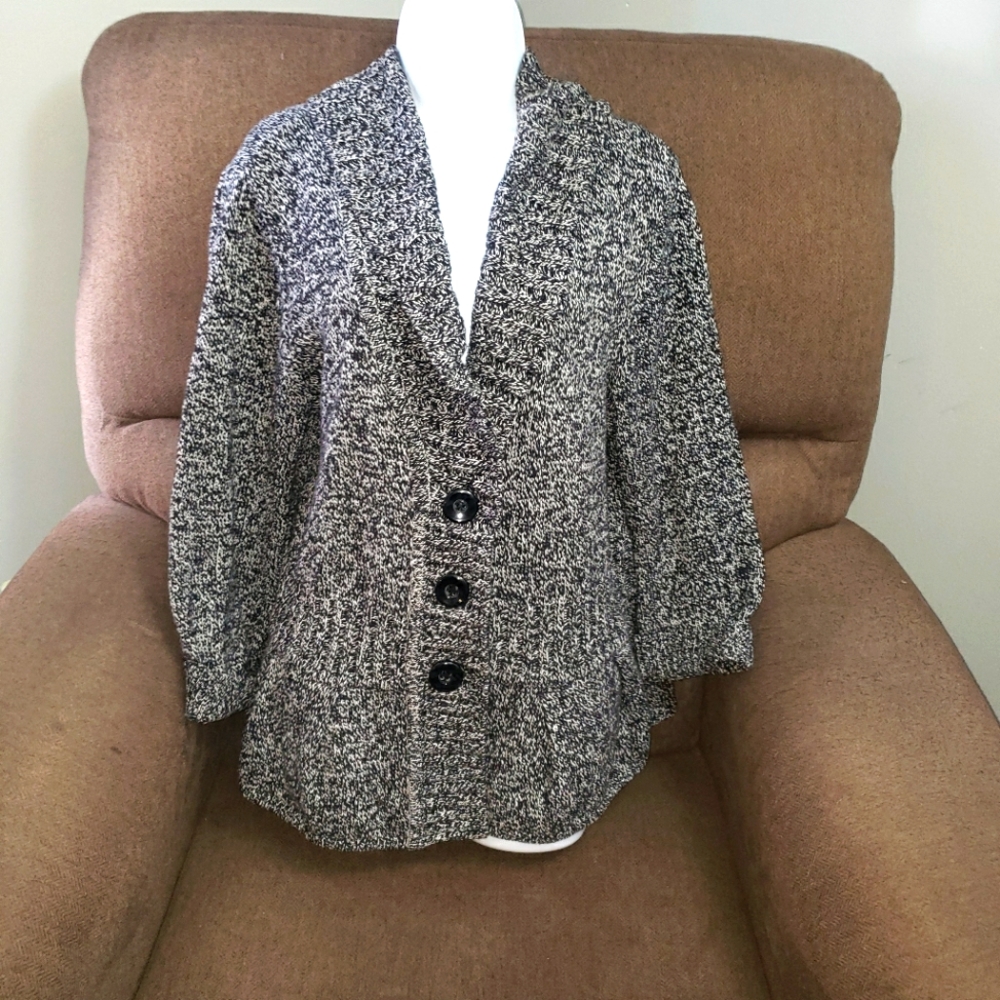 CJ banks women's cardigan sweater size X ( 14w ) black and white color - Picture 1 of 7